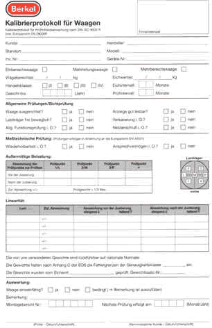 Abbildung eines Formulars für ein QS-Protokoll